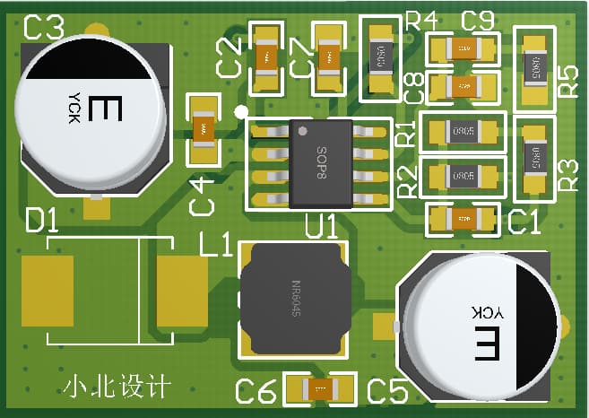 MP1482DS集成电源芯片引脚功能，降压电路原理图，PCB图